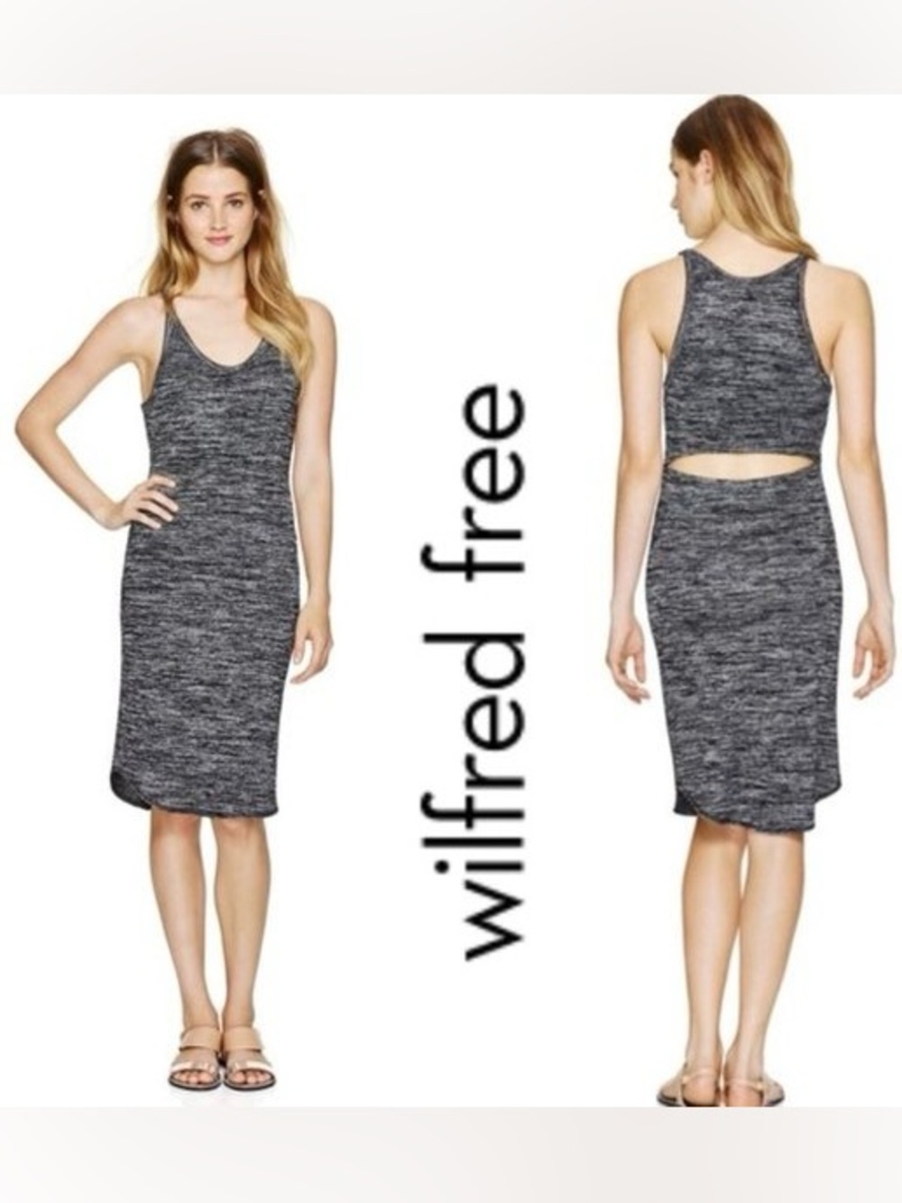 🖤 Wilfred Free Yasmin Cutout Reversible Heather Black Tank Dress Size Small 🖤